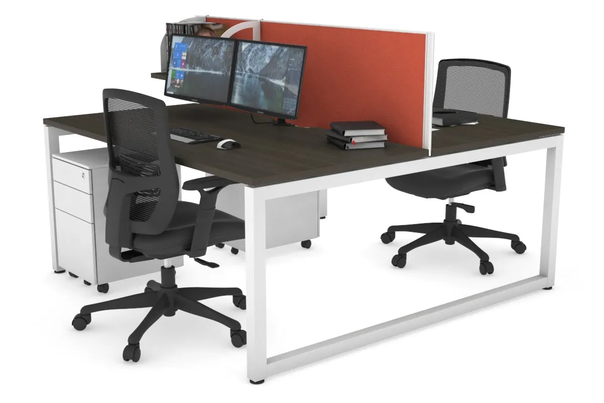 Quadro Loop Legs 2 Person Office Workstation [1400L x 800W with Cable Scallop]