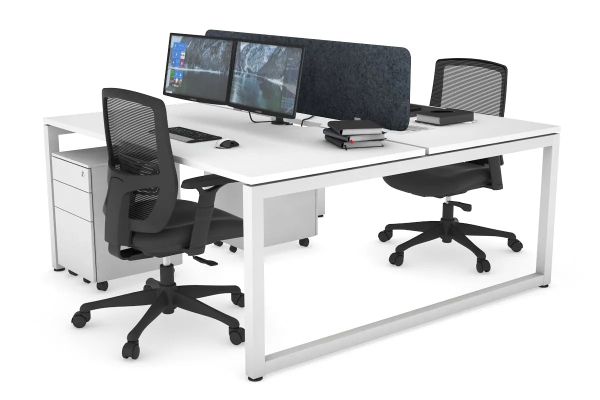 Quadro Loop Legs 2 Person Office Workstation [1400L x 800W with Cable Scallop]