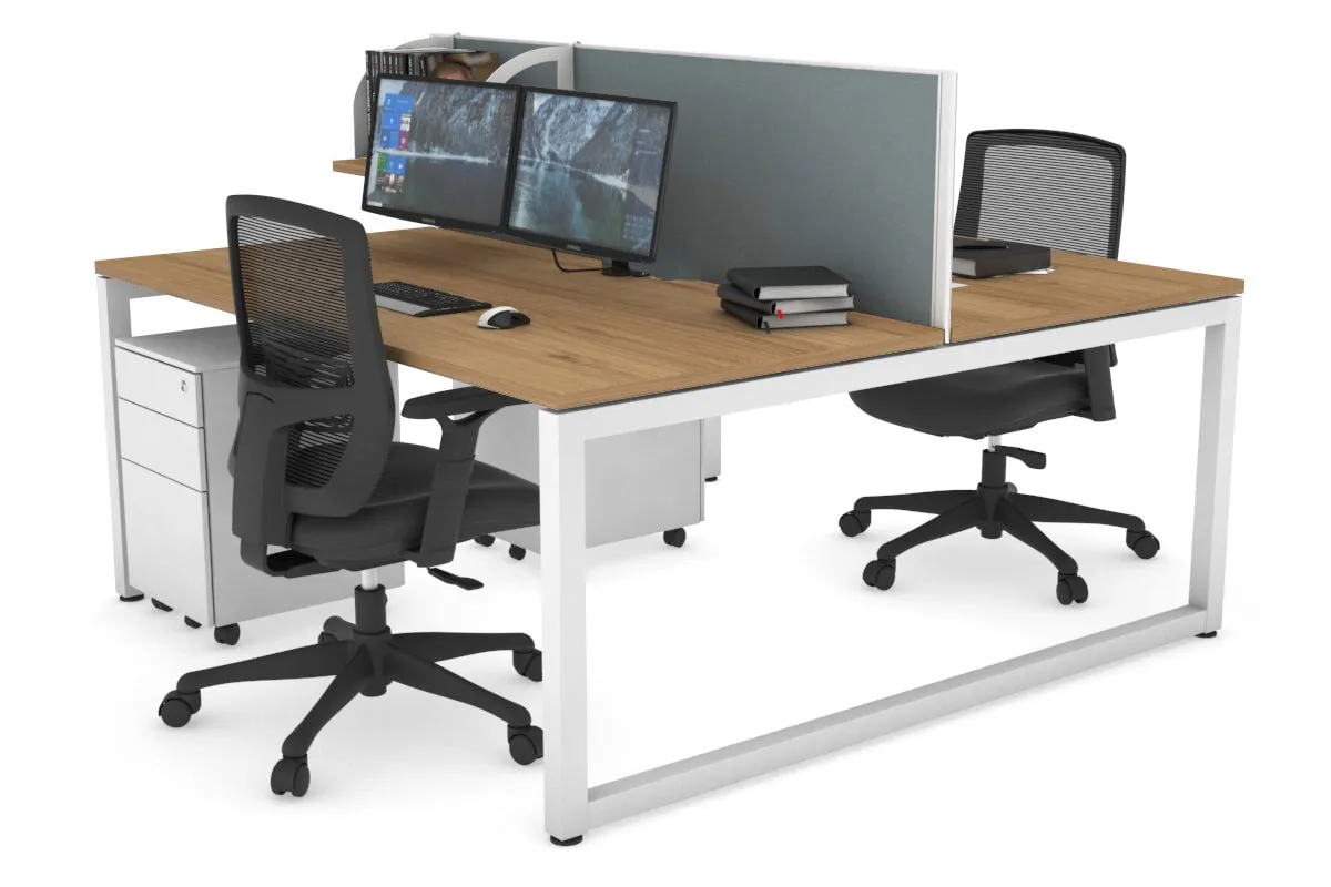 Quadro Loop Legs 2 Person Office Workstation [1400L x 800W with Cable Scallop]