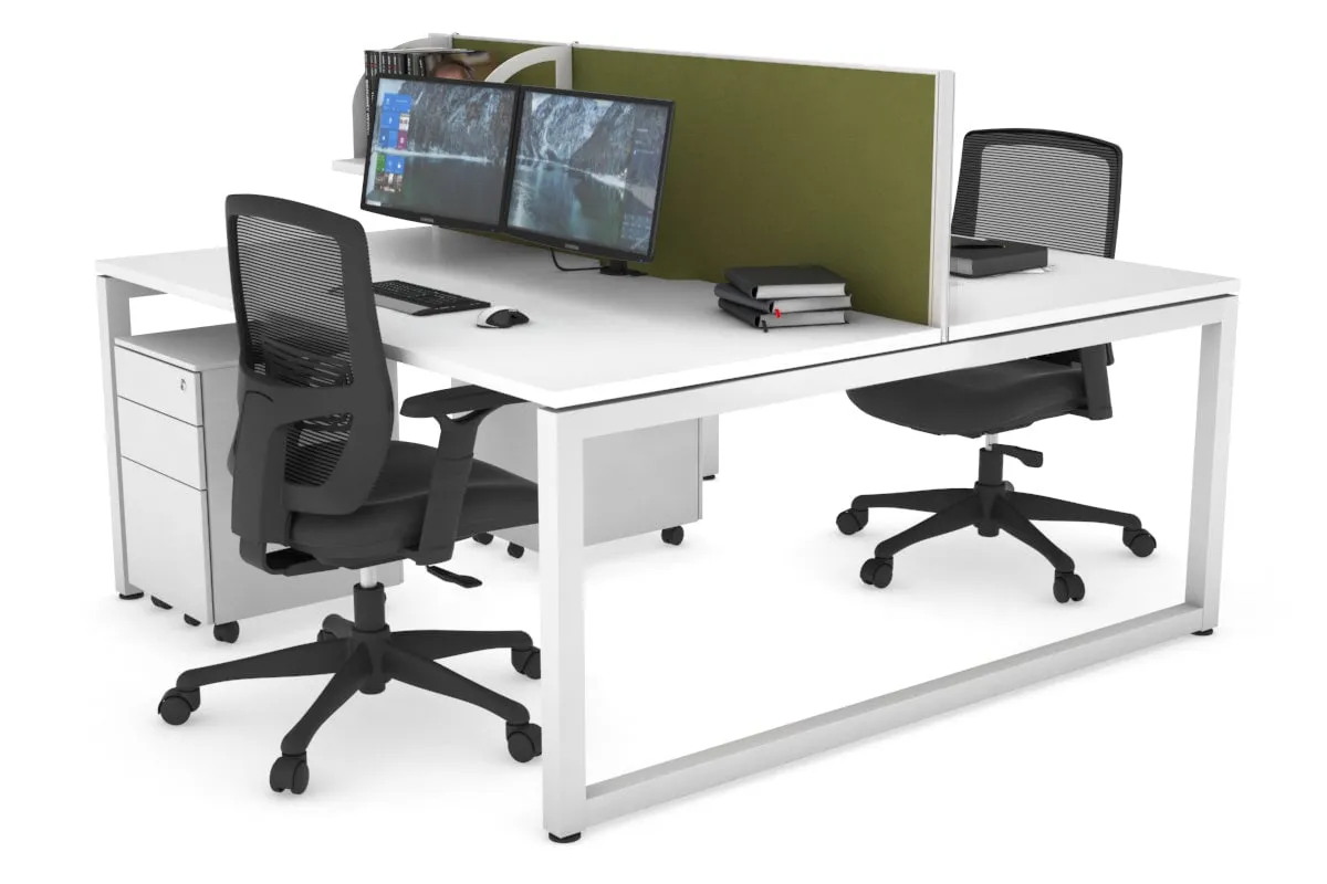 Quadro Loop Legs 2 Person Office Workstation [1400L x 800W with Cable Scallop]