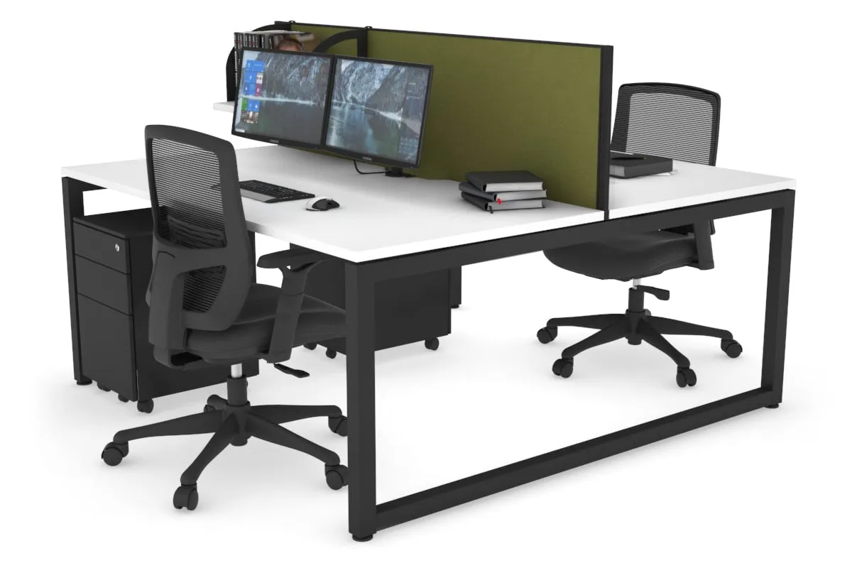 Quadro Loop Legs 2 Person Office Workstation [1400L x 800W with Cable Scallop]