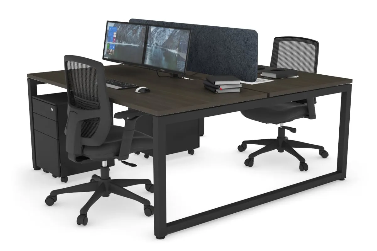 Quadro Loop Legs 2 Person Office Workstation [1400L x 800W with Cable Scallop]