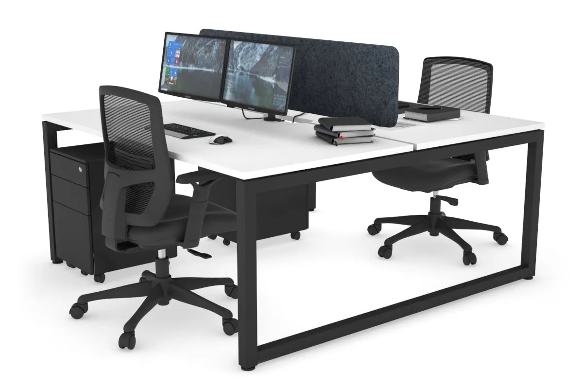 Quadro Loop Legs 2 Person Office Workstation [1400L x 800W with Cable Scallop]