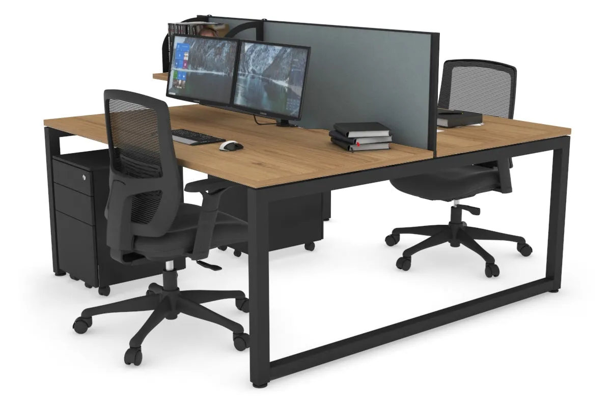 Quadro Loop Legs 2 Person Office Workstation [1400L x 800W with Cable Scallop]