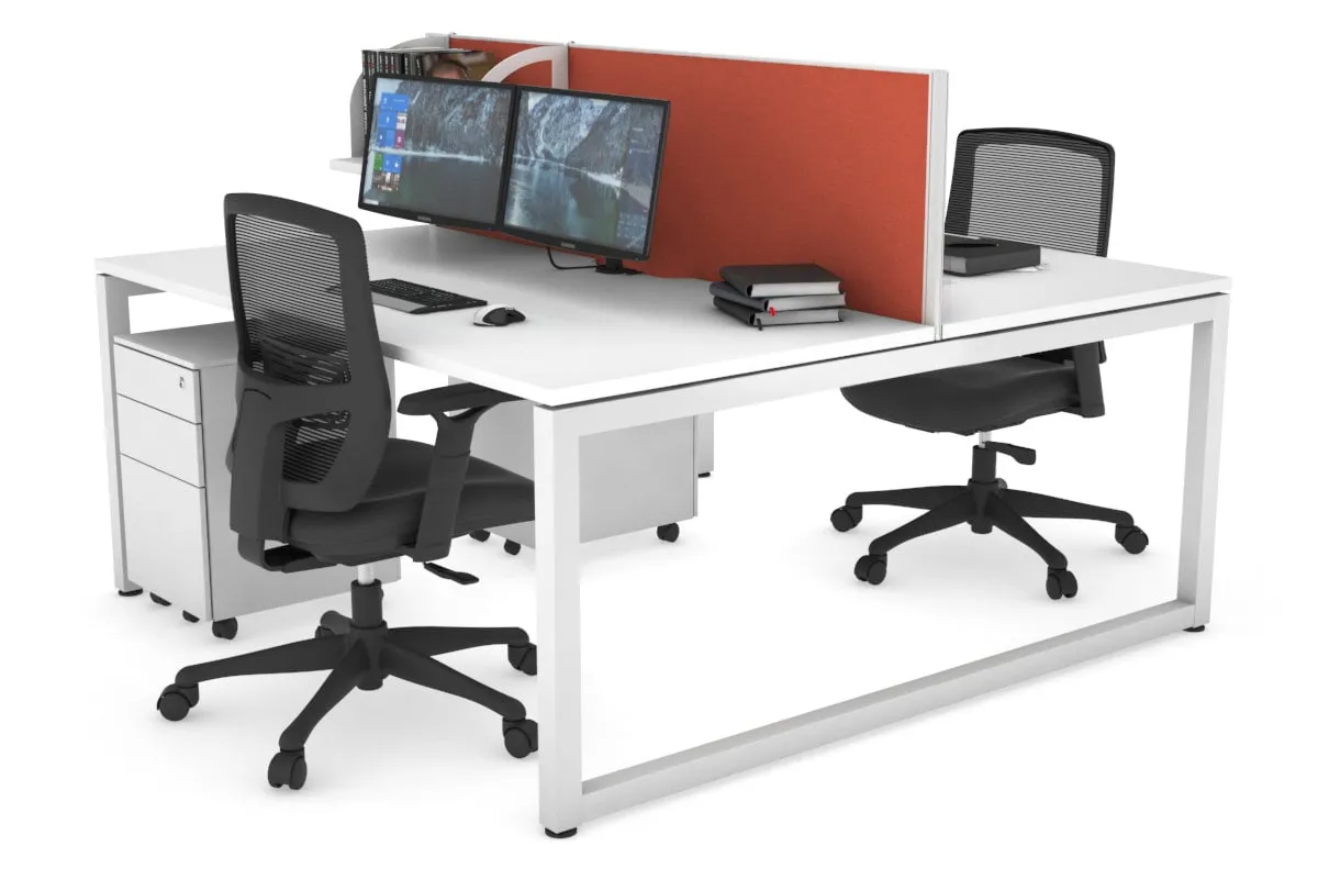 Quadro Loop Legs 2 Person Office Workstation [1400L x 800W with Cable Scallop]