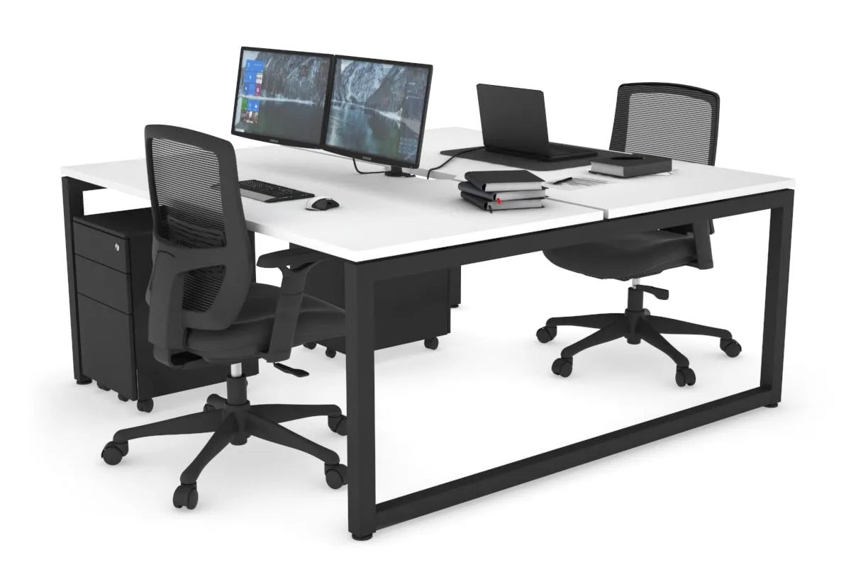 Quadro Loop Legs 2 Person Office Workstation [1400L x 800W with Cable Scallop]