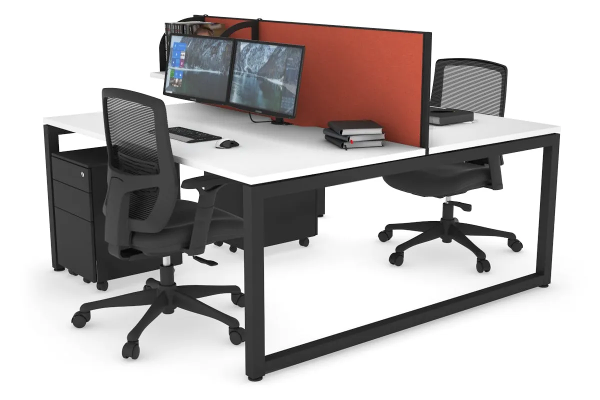 Quadro Loop Legs 2 Person Office Workstation [1400L x 800W with Cable Scallop]