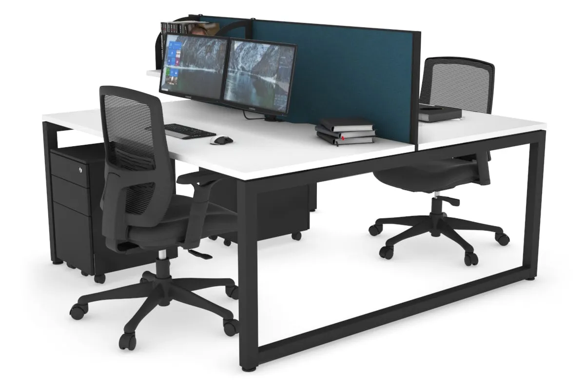 Quadro Loop Legs 2 Person Office Workstation [1400L x 800W with Cable Scallop]