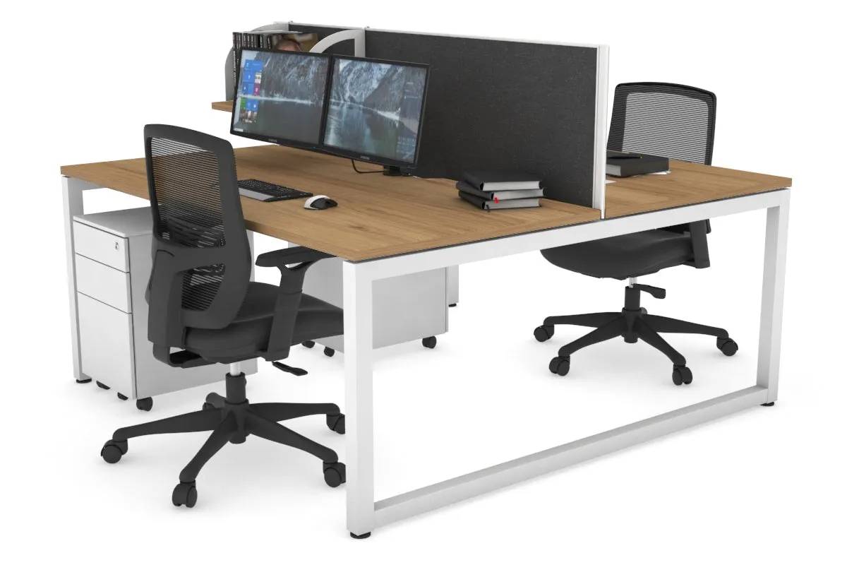 Quadro Loop Legs 2 Person Office Workstation [1400L x 800W with Cable Scallop]