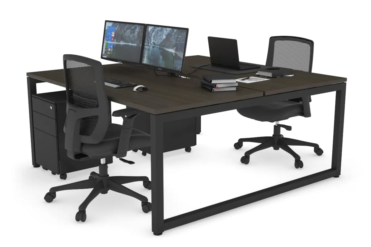 Quadro Loop Legs 2 Person Office Workstation [1400L x 800W with Cable Scallop]