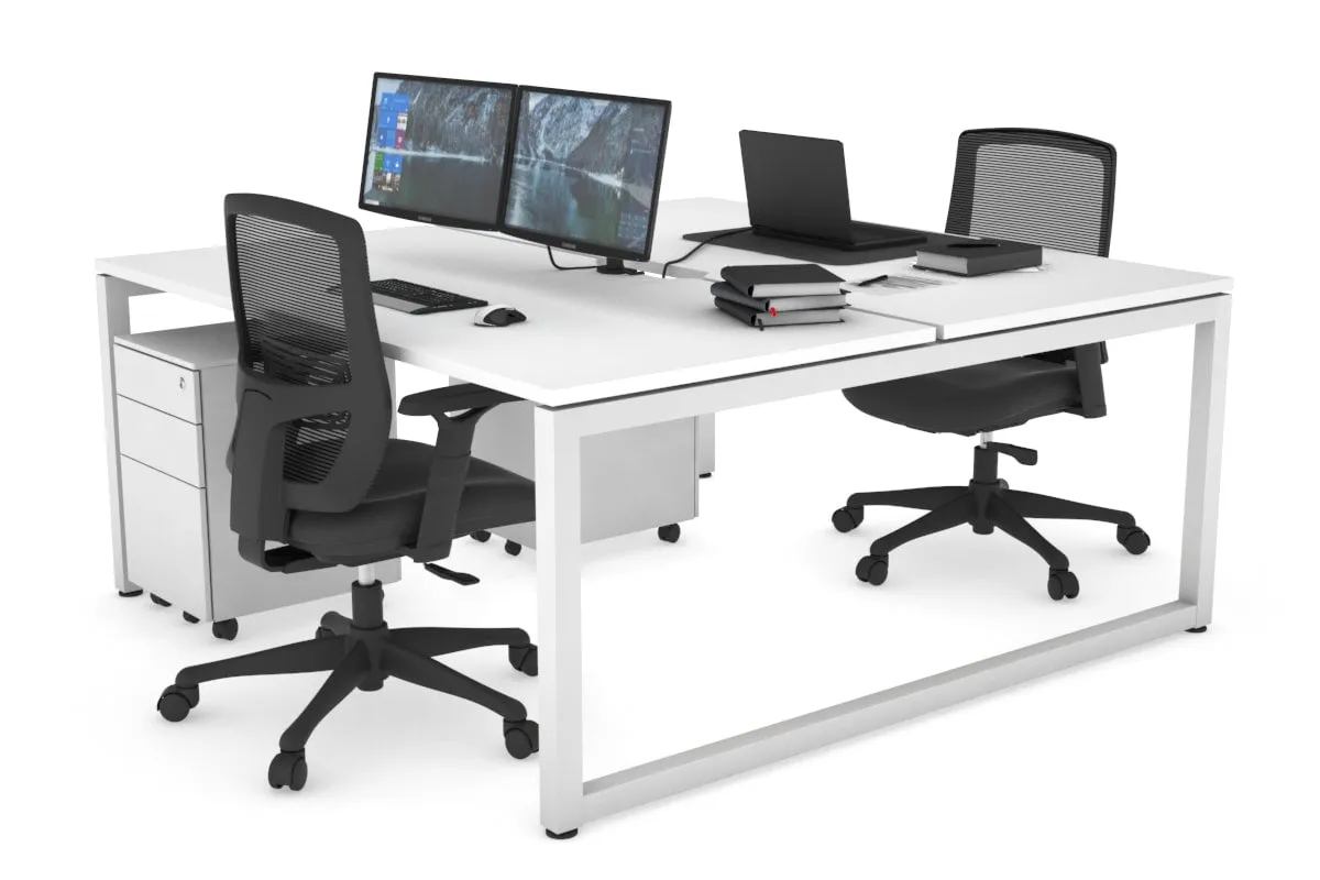 Quadro Loop Legs 2 Person Office Workstation [1400L x 800W with Cable Scallop]