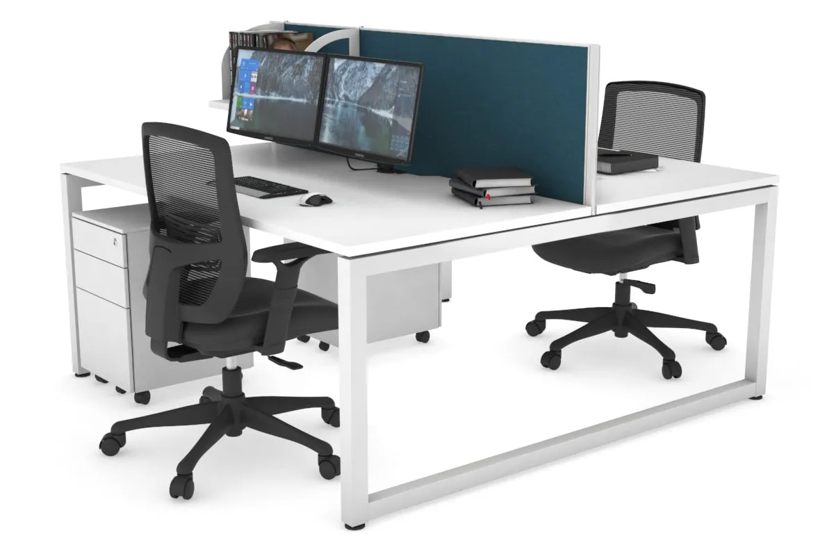 Quadro Loop Legs 2 Person Office Workstation [1400L x 800W with Cable Scallop]