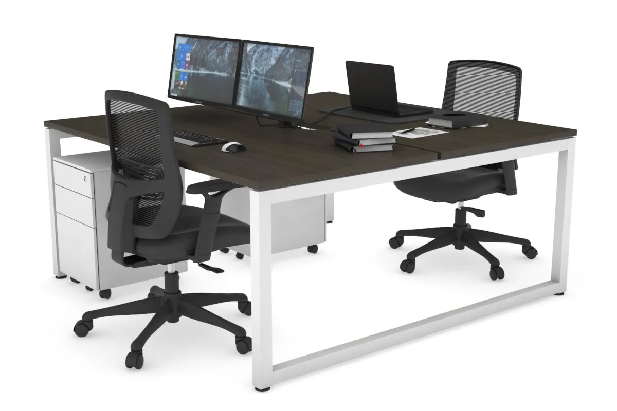 Quadro Loop Legs 2 Person Office Workstation [1400L x 800W with Cable Scallop]