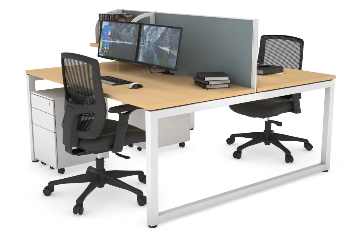 Quadro Loop Legs 2 Person Office Workstation [1400L x 800W with Cable Scallop]