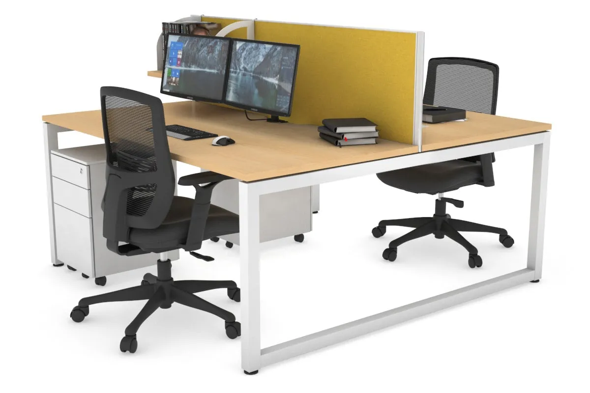 Quadro Loop Legs 2 Person Office Workstation [1400L x 800W with Cable Scallop]