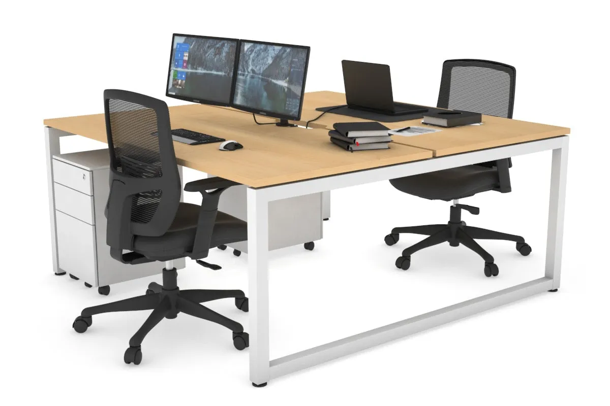 Quadro Loop Legs 2 Person Office Workstation [1400L x 800W with Cable Scallop]