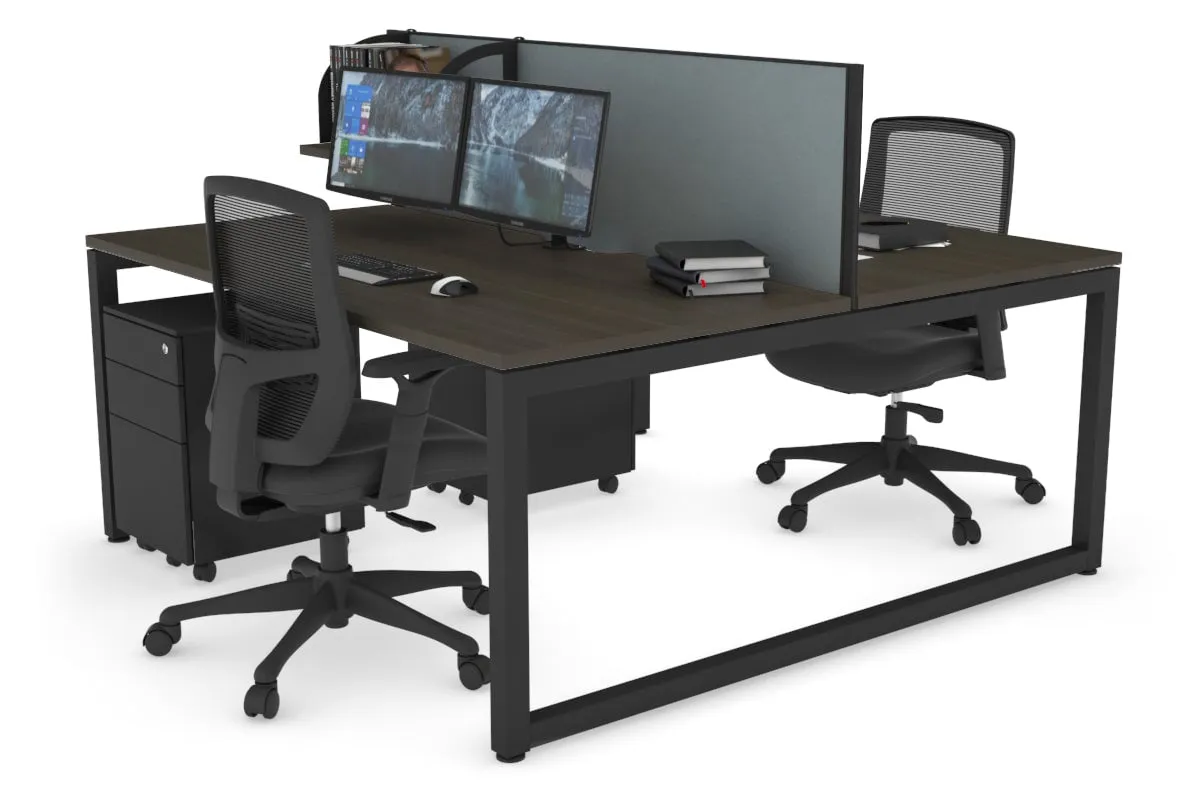 Quadro Loop Legs 2 Person Office Workstation [1400L x 800W with Cable Scallop]