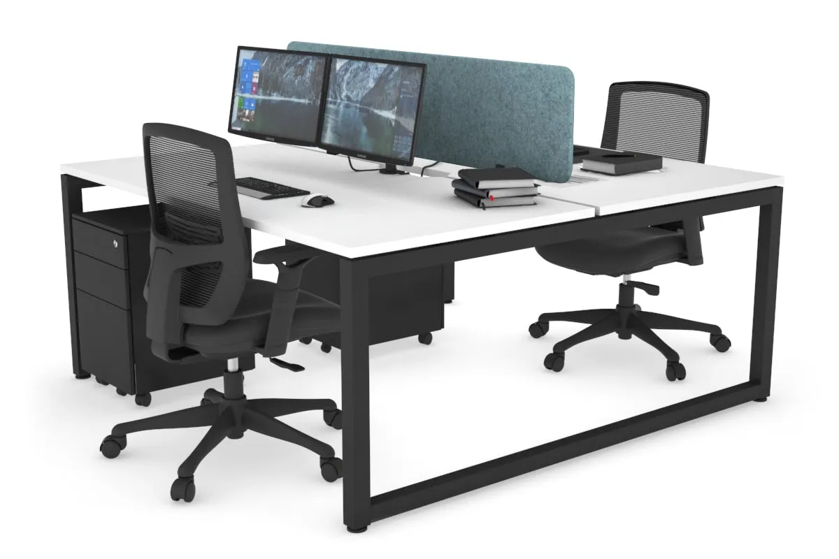 Quadro Loop Legs 2 Person Office Workstation [1400L x 800W with Cable Scallop]