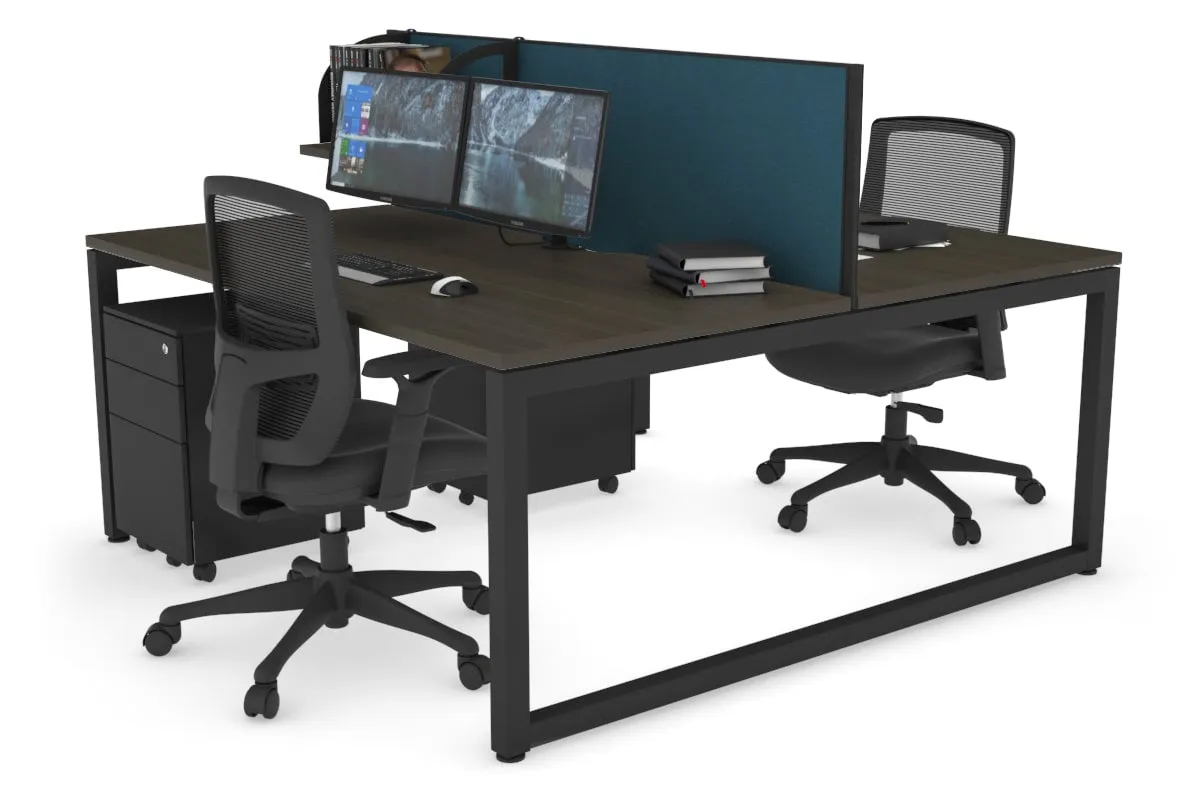 Quadro Loop Legs 2 Person Office Workstation [1400L x 800W with Cable Scallop]