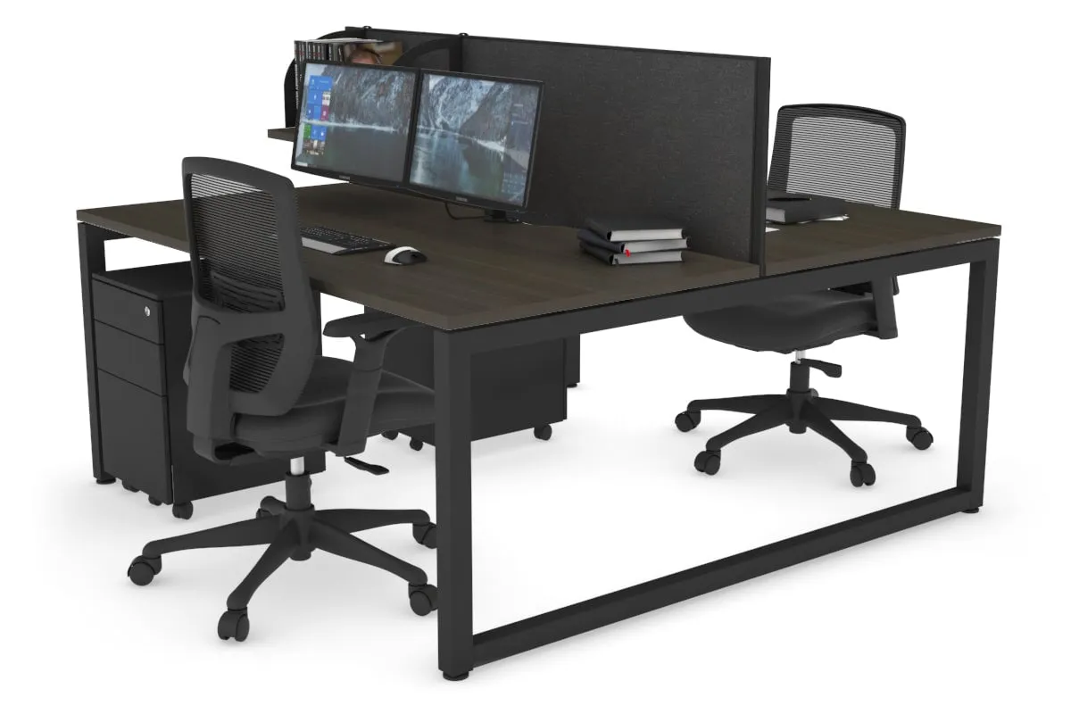 Quadro Loop Legs 2 Person Office Workstation [1400L x 800W with Cable Scallop]