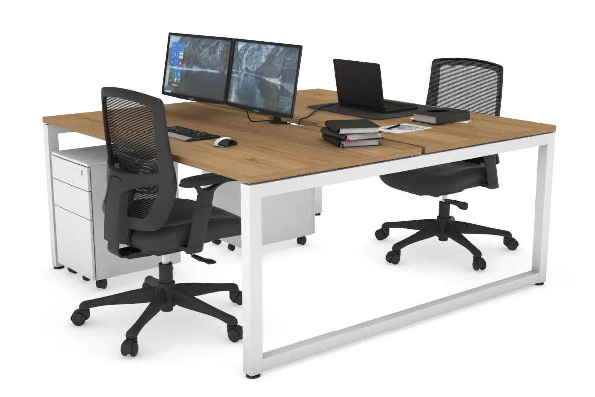 Quadro Loop Legs 2 Person Office Workstation [1400L x 800W with Cable Scallop]