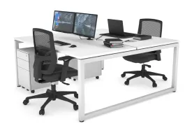 Quadro Loop Legs 2 Person Office Workstation [1400L x 800W with Cable Scallop]