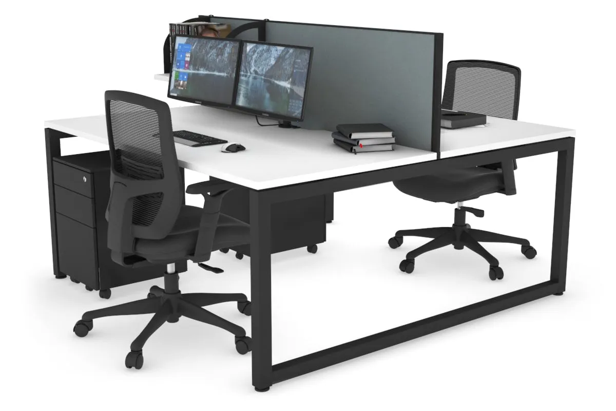 Quadro Loop Legs 2 Person Office Workstation [1400L x 800W with Cable Scallop]