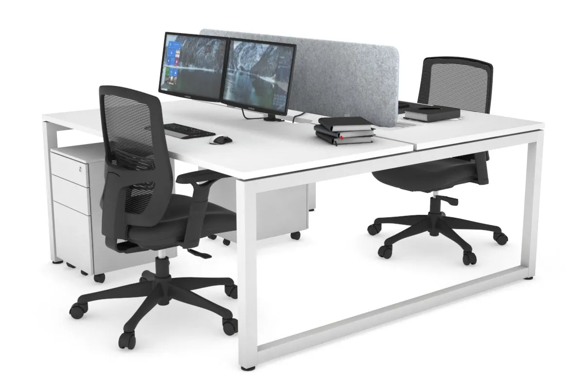 Quadro Loop Legs 2 Person Office Workstation [1400L x 800W with Cable Scallop]