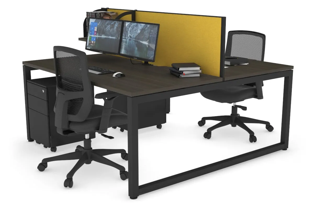 Quadro Loop Legs 2 Person Office Workstation [1400L x 800W with Cable Scallop]