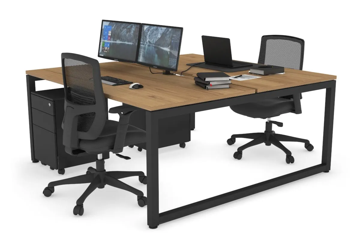 Quadro Loop Legs 2 Person Office Workstation [1400L x 800W with Cable Scallop]