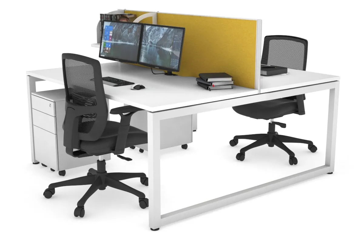 Quadro Loop Legs 2 Person Office Workstation [1400L x 800W with Cable Scallop]