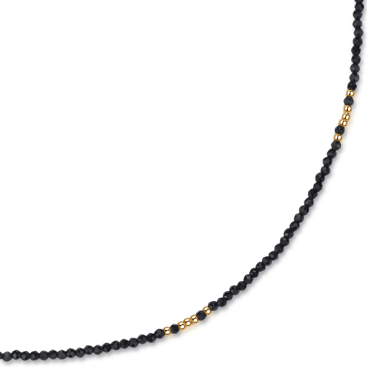 Sparkling Black Crystals Gold-Plated Choker