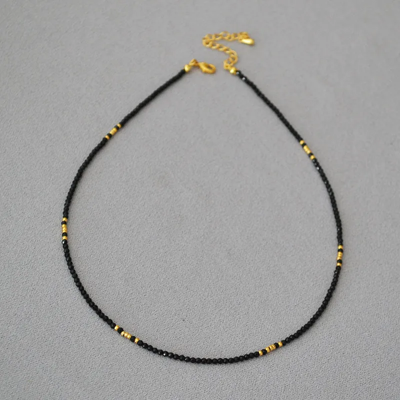 Sparkling Black Crystals Gold-Plated Choker