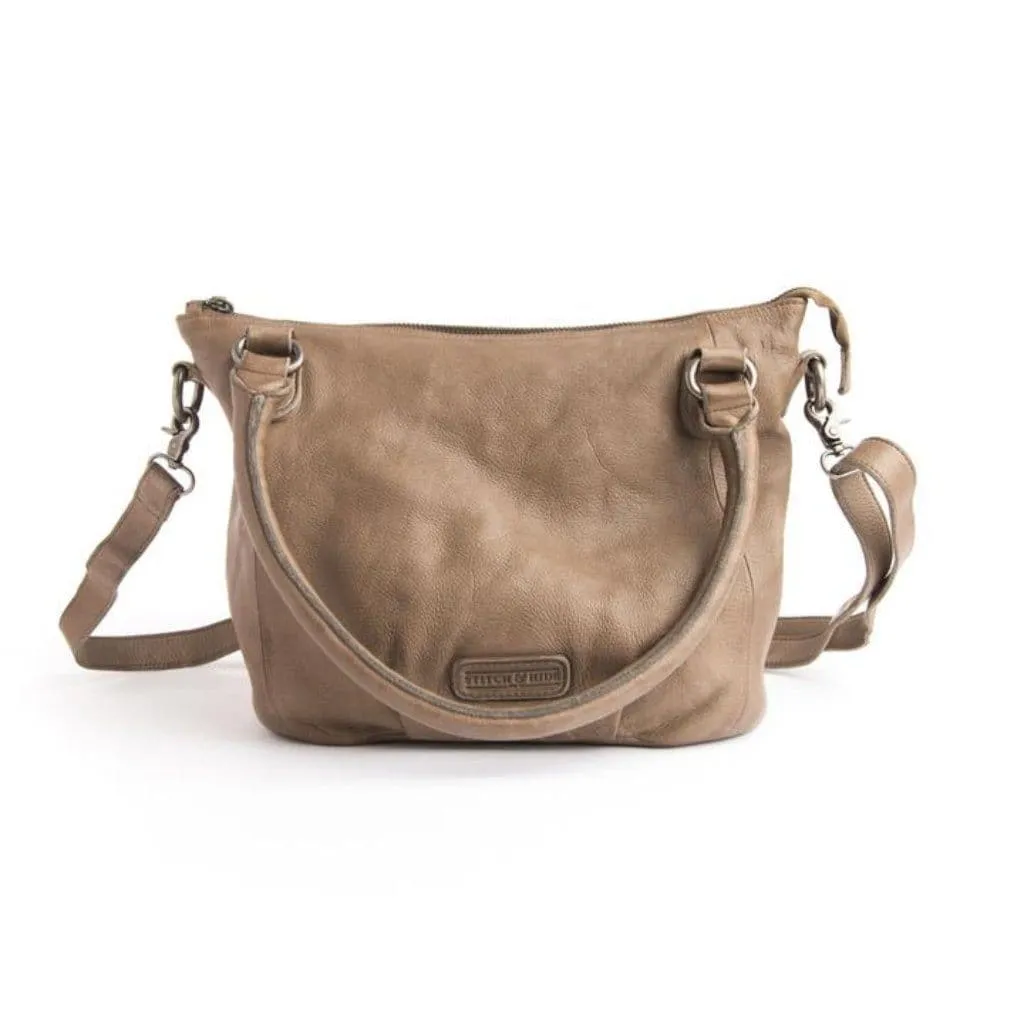 Stitch & Hide Santa Monica Leather Shoulder Bag Taupe