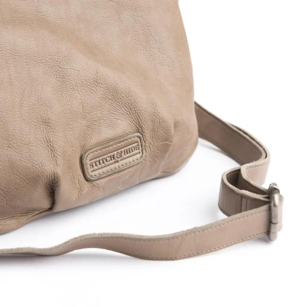 Stitch & Hide Santa Monica Leather Shoulder Bag Taupe