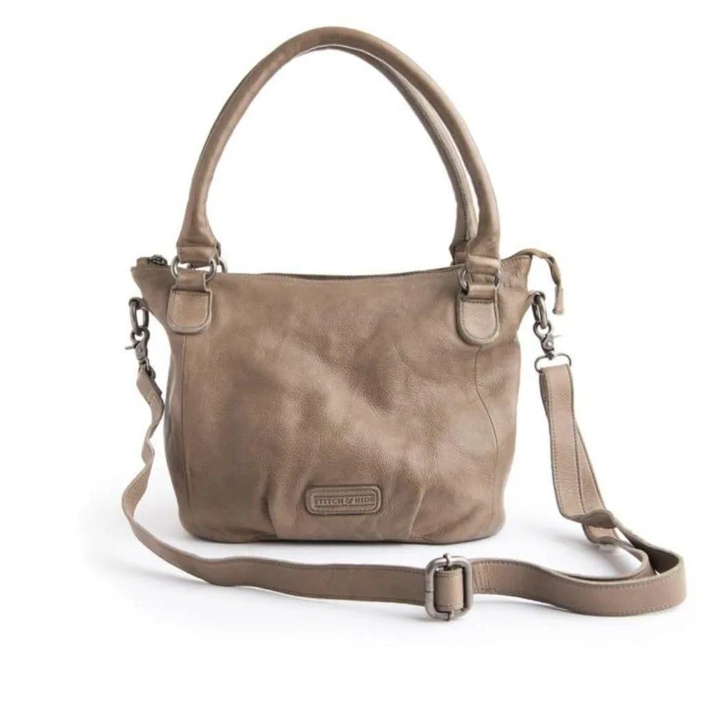 Stitch & Hide Santa Monica Leather Shoulder Bag Taupe