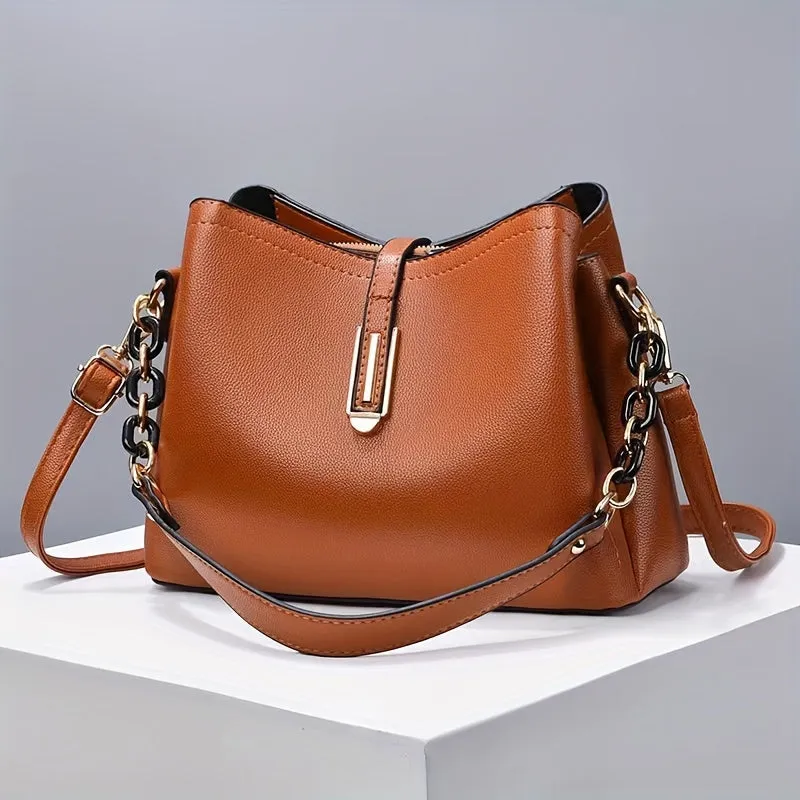 Stylish Chic Crossbody Bag - Women's Elegant Single Shoulder Bag with Chain Strap Design - Fashionable Casual Accessory for Everyday Use