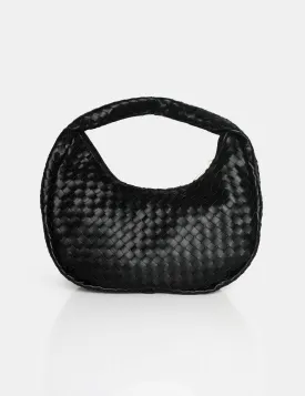 The Capsian Black Woven Pu Grab Bag