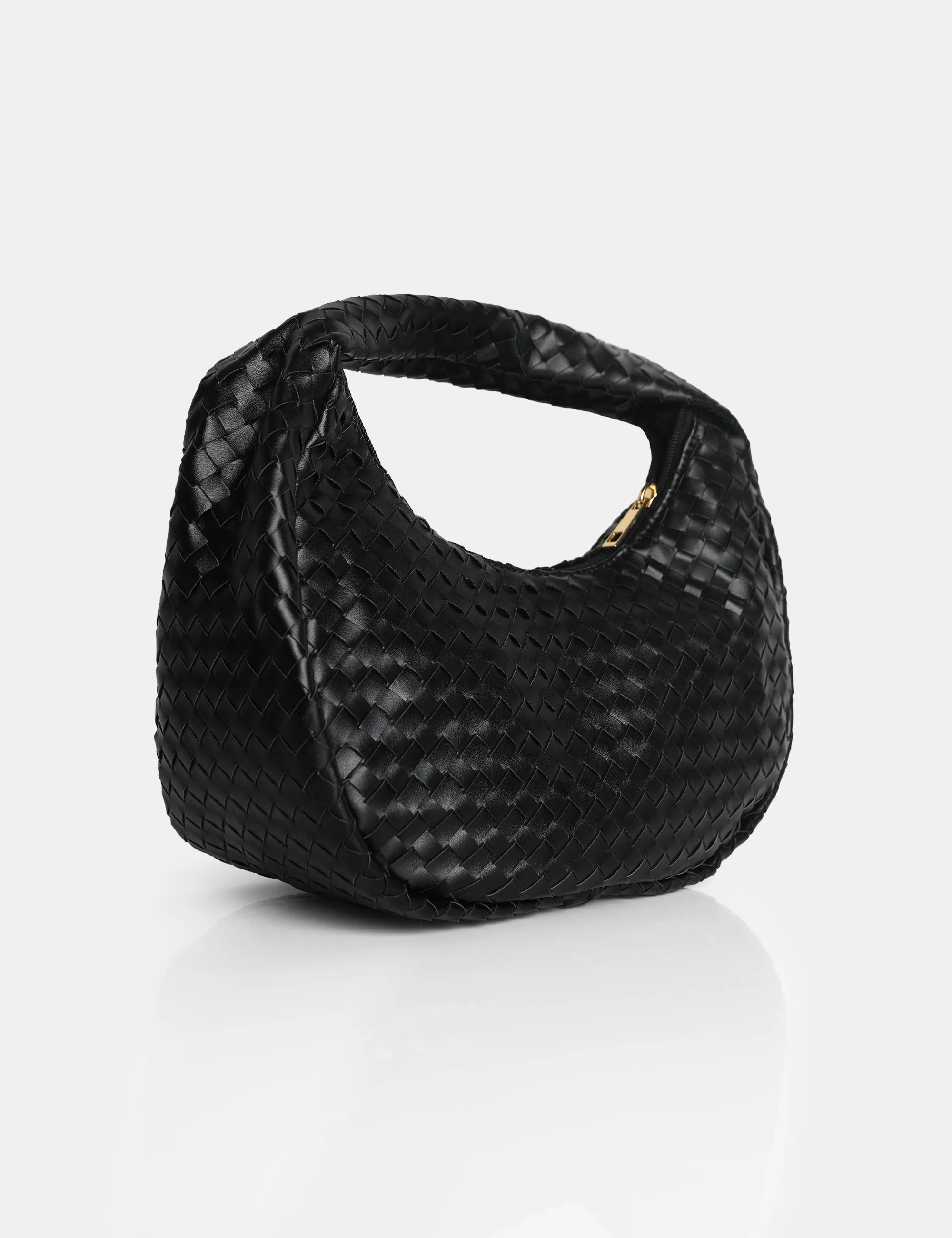 The Capsian Black Woven Pu Grab Bag