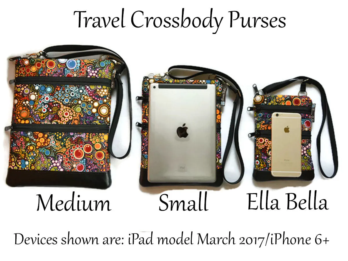 Travel Bags Crossbody Purse - Cross Body - Faux Leather - Tablet Purse - Cattitude Fabric