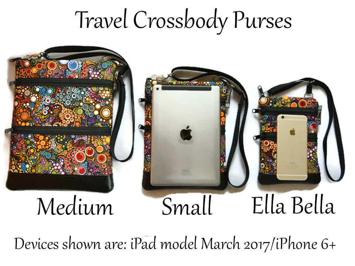 Travel Bags Crossbody Purse - Cross Body - Faux Leather - Tablet Purse - Halcyon Fabric