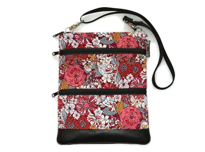 Travel Bags Crossbody Purse - Cross Body - Faux Leather - Tablet Purse - Kismet Fabric