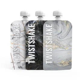 Twistshake Reusable Baby Food Pouch 100ml - Marble - Pack of 3