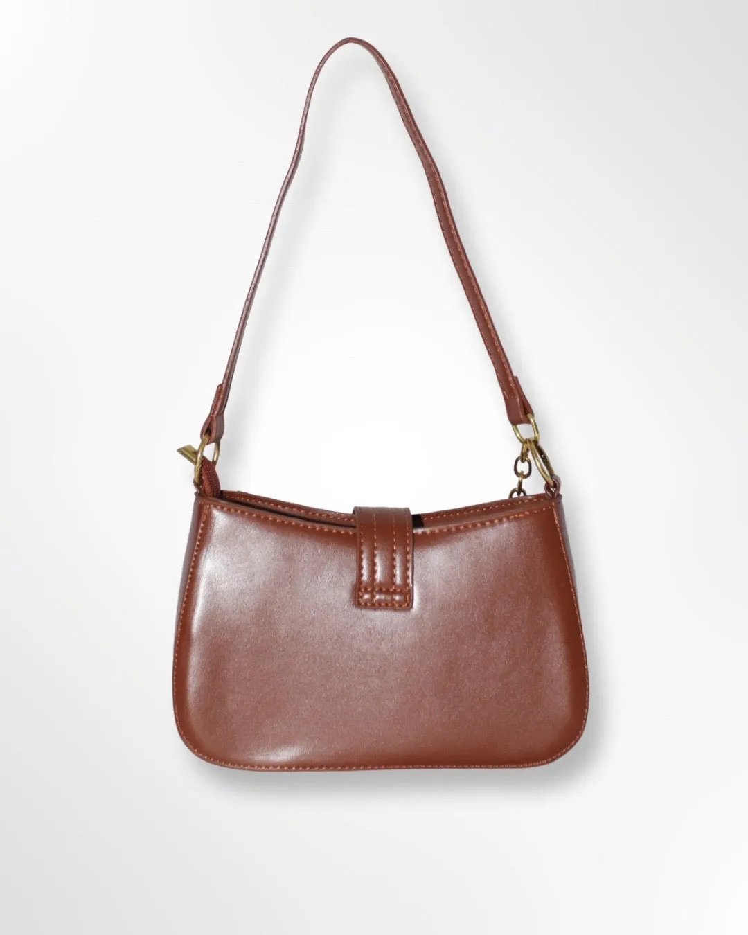 Vegan Leather Brown Plaid Hand Bag