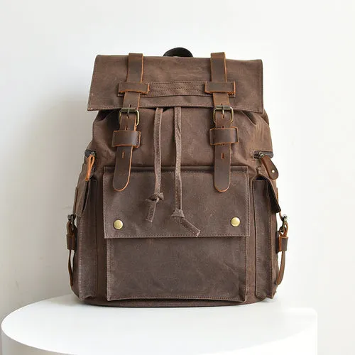 Waxed Laptop 15 6 inches Canvas Travel Backpack Rucksack Bag