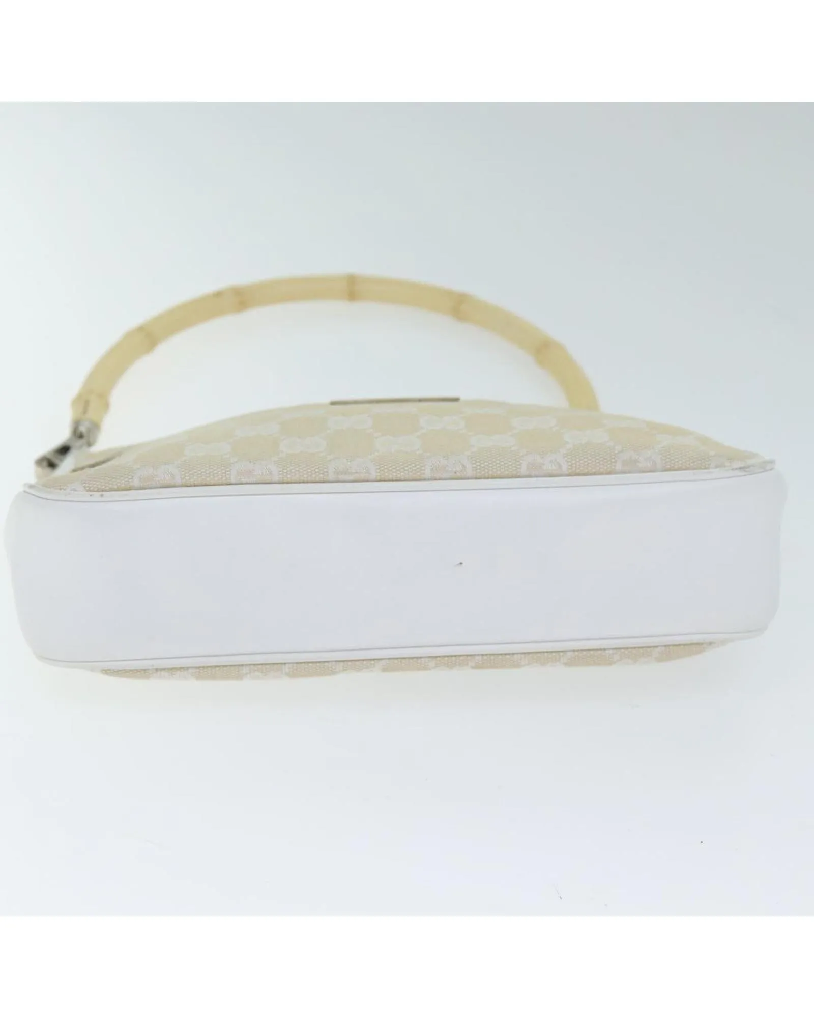 White GG Canvas Hand Bag with Bamboo Detail and Accessories - Italian Made