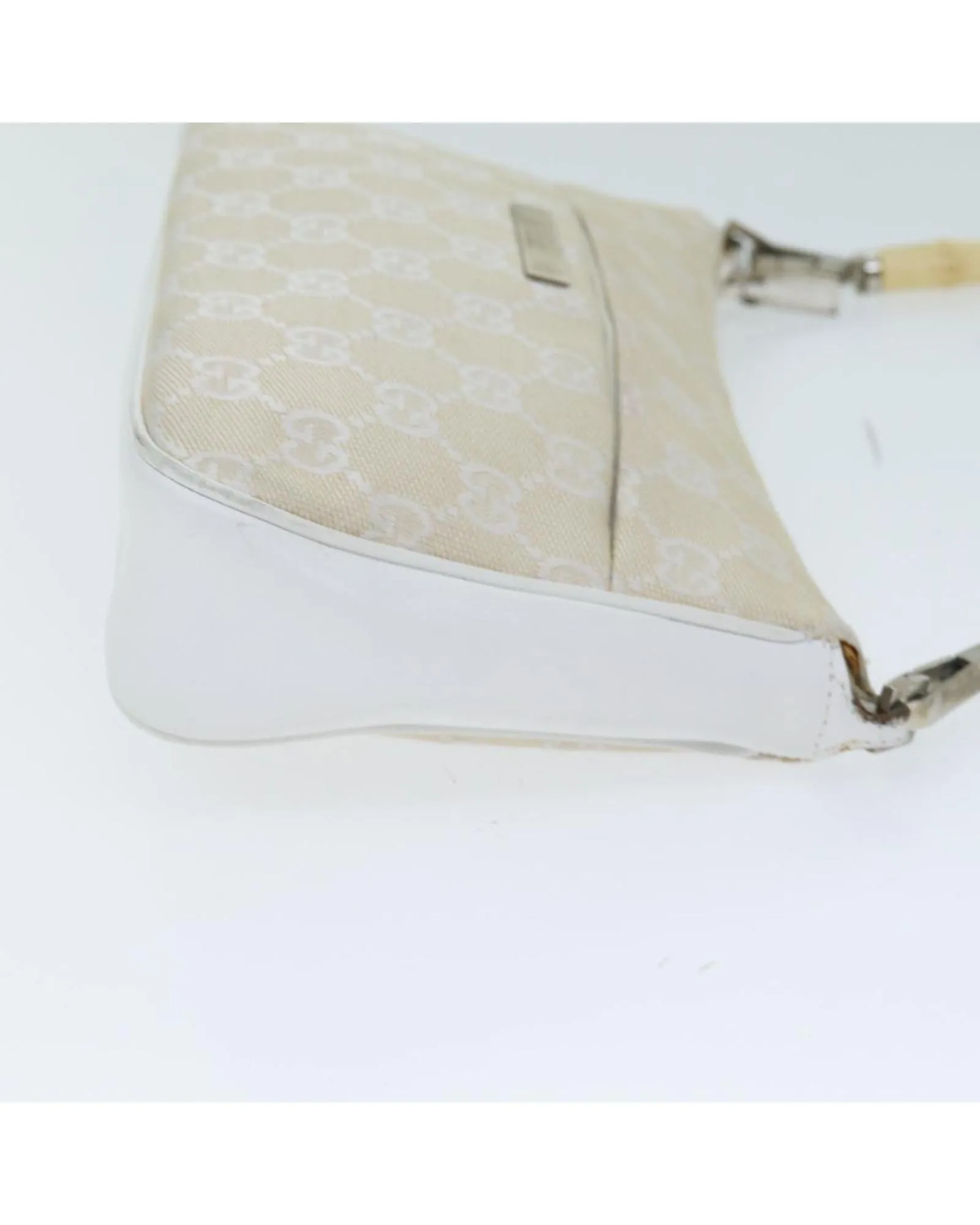 White GG Canvas Hand Bag with Bamboo Detail and Accessories - Italian Made