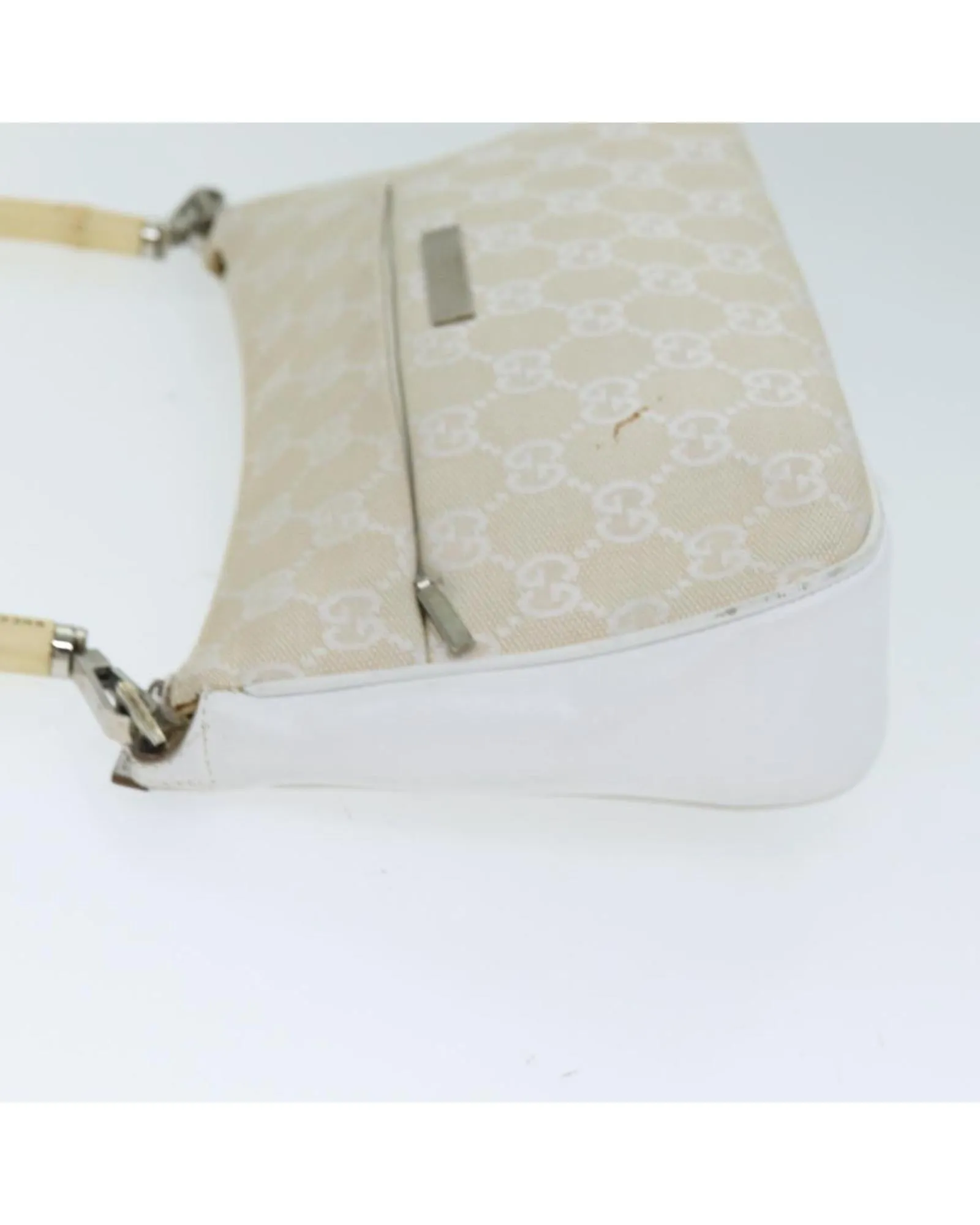 White GG Canvas Hand Bag with Bamboo Detail and Accessories - Italian Made