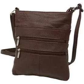 Women's Leather Mini Body Purse - Five Compartments, Adjustable Strap RM011