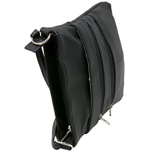 Women's Leather Mini Body Purse - Five Compartments, Adjustable Strap RM011